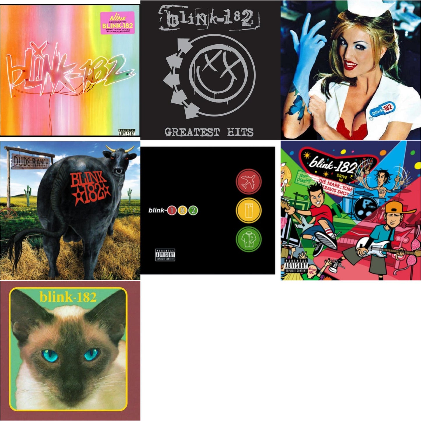 Blink-182 - Nine (140G) & Greatest Hits (2LP) & Enema Of The State (X) & Dude Ranch & Take Off Your Pants & Jacket & Mark Tom & Travis Show (Enema Strikes Back) & Cheshire Cat