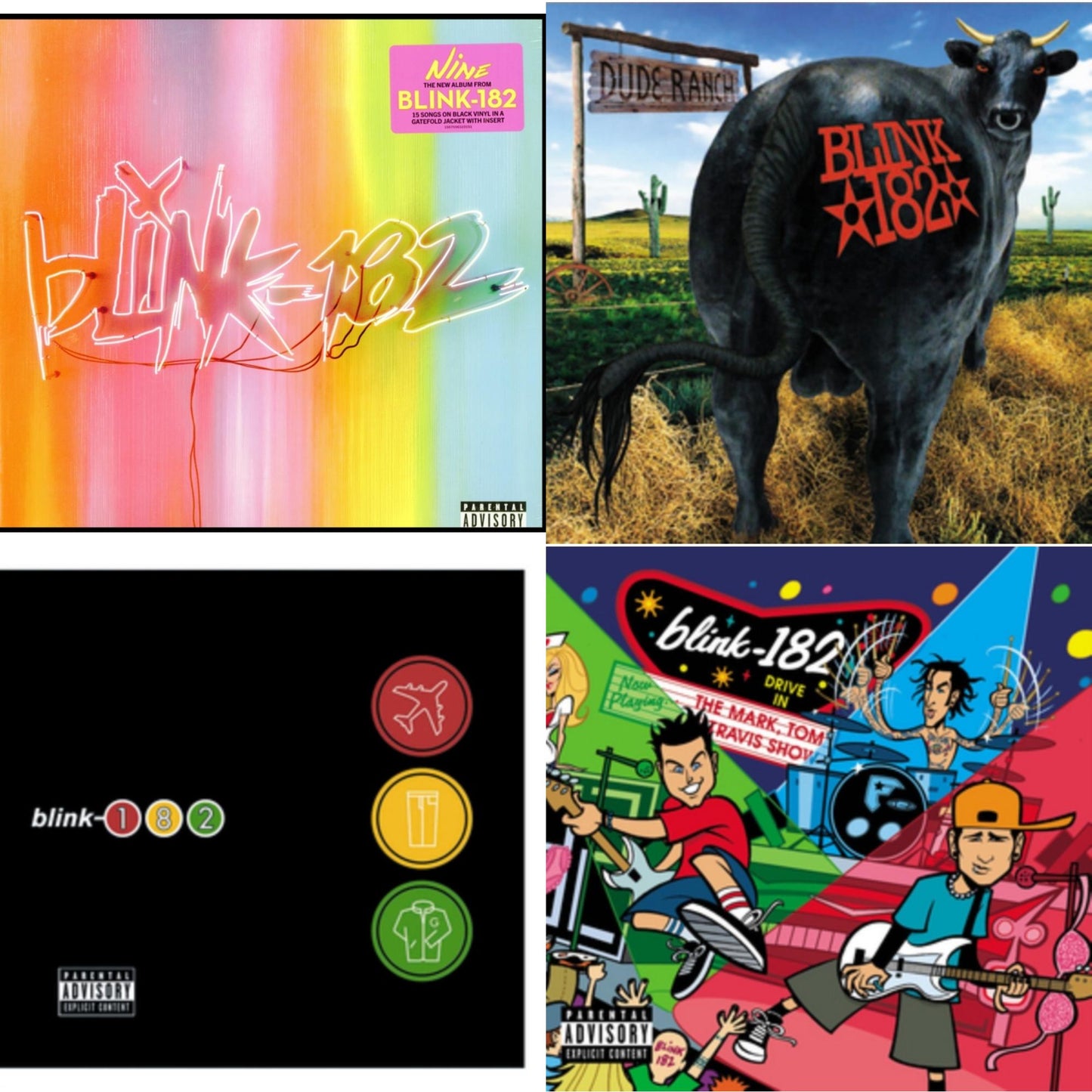 Blink-182 - Nine (140G) & Dude Ranch & Take Off Your Pants & Jacket & Mark Tom & Travis Show (Enema Strikes Back) - LP Vinyl Bundle