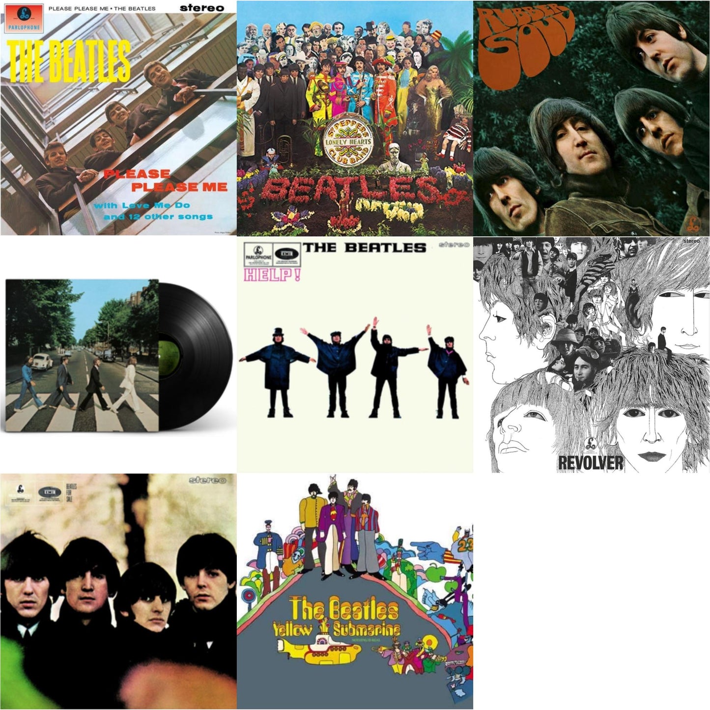 Beatles - Beatles For Sale & Help & Please Please Me & Rubber Soul & Yellow Submarine & Revolver Special Edition & Sgt. Pepper's Lonely Hearts Club Band (2017 Stereo Mix/180G/Original Stencils) & Abbey Road Anniversary - LP Vinyl Bundle