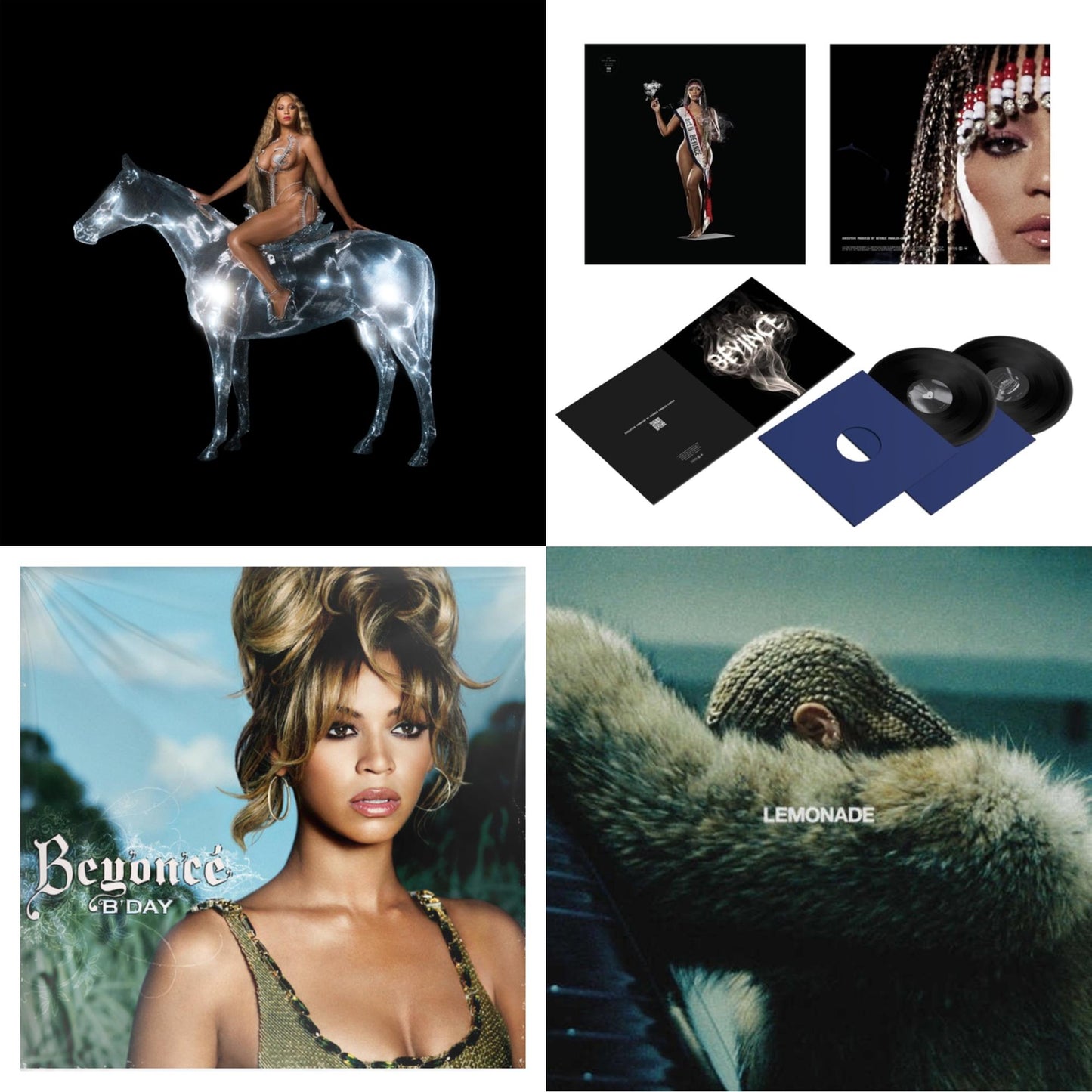 Beyonce - Renaissance (X) (180G/2LP) & Cowboy Carter (X) (2LP/180G/Bead Face) & B'day (2LP/180G) & Lemonade (Limited 180G Yellow LP Vinyl/Dl Card Includes Audio & Video)