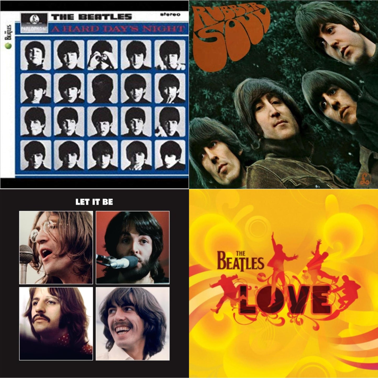 Beatles - Hard Day's Night & Rubber Soul & Let It Be Special Edition & Love  - LP Vinyl Bundle