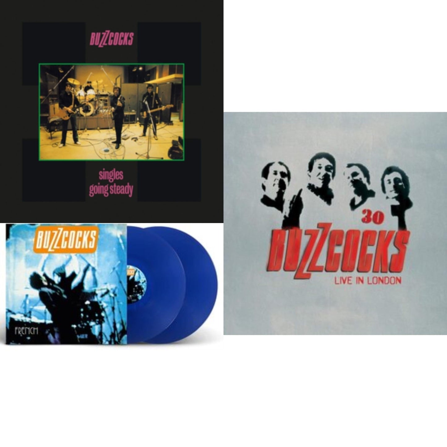 Buzzcocks - 30 (Live In London) (2LP/Red Vinyl) & French (Blue Vinyl/2LP) & Singles Going Steady (Dl Card)