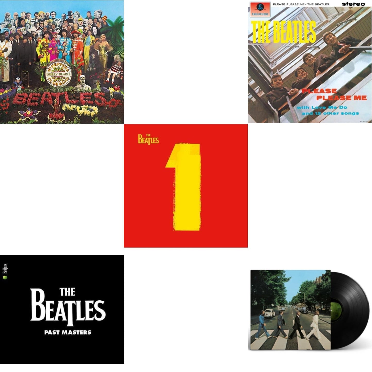 Beatles - Please Please Me & Past Masters 1 & 2 & 1 (2015 Reissue) & Sgt. Pepper's Lonely Hearts Club Band (2017 Stereo Mix/180G/Original Stencils) & Abbey Road Anniversary - LP Vinyl Bundle