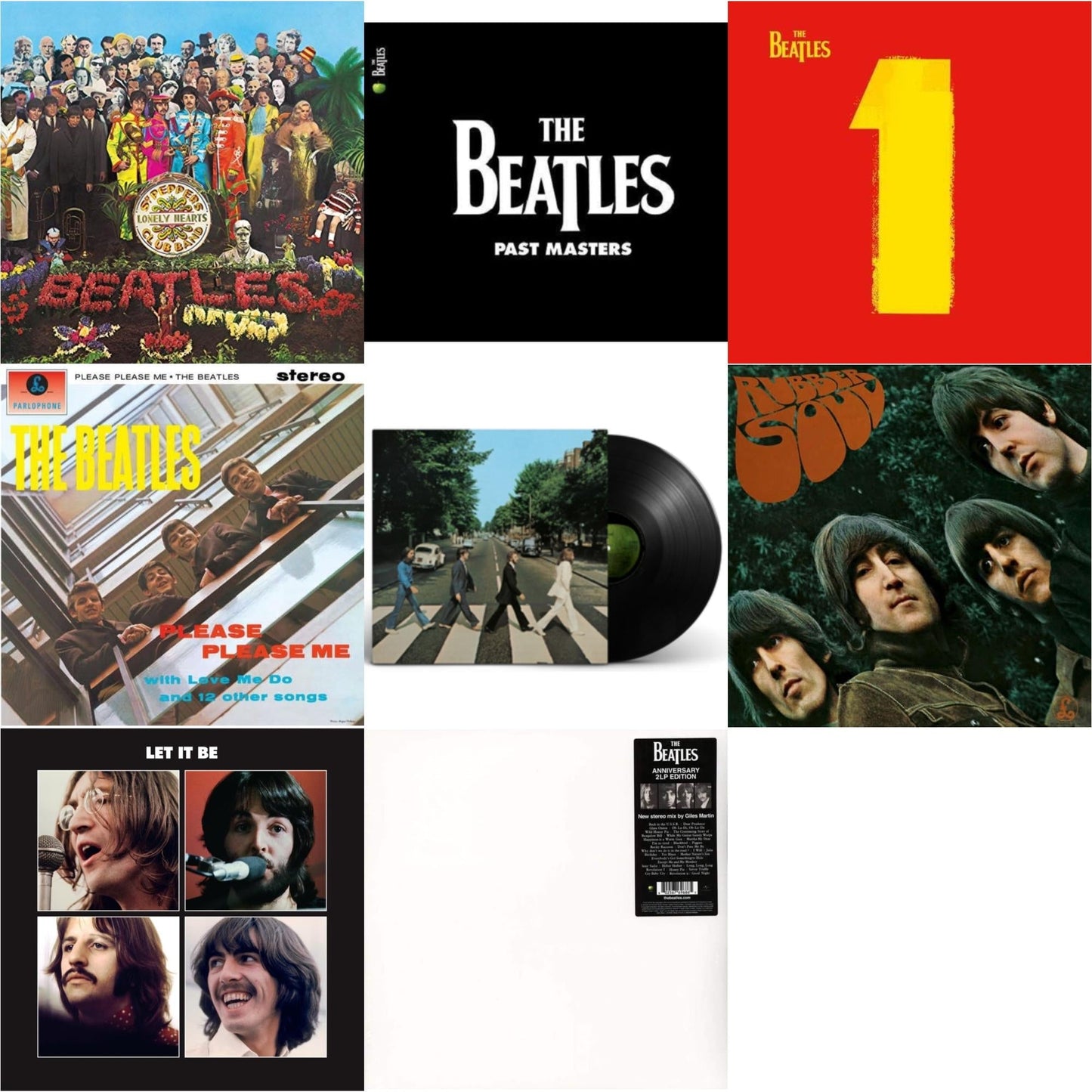 Beatles - Please Please Me & Rubber Soul & Past Masters 1 & 2 & Let It Be Special Edition & 1 (2015 Reissue) & Sgt. Pepper's Lonely Hearts Club Band (2017 Stereo Mix/180G/Original Stencils) & Beatles (The White Album) (2LP) & Abbey Road Anniversary