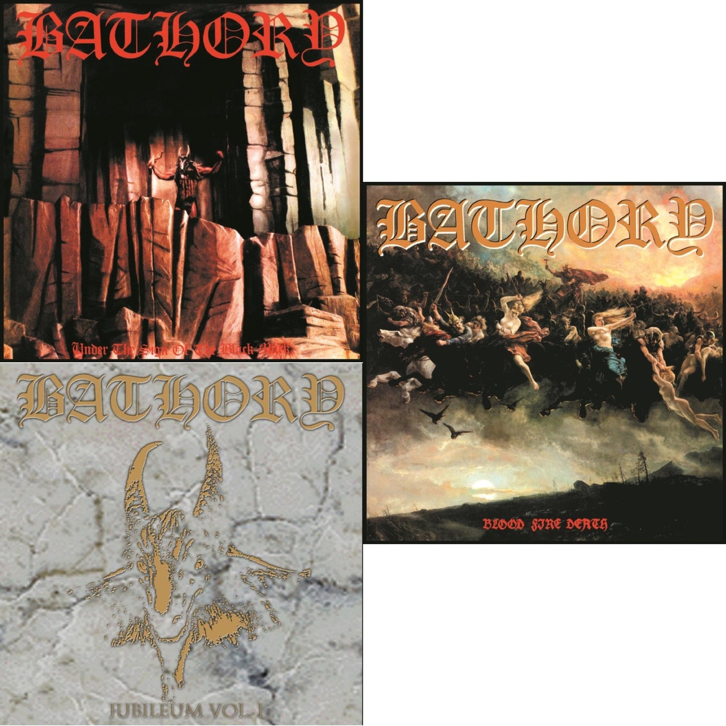 Bathory - Under The Sign Of The Black Mark & Jubileum Vol.1 & Blood Fire Death (180Gm) - LP Vinyl Bundle