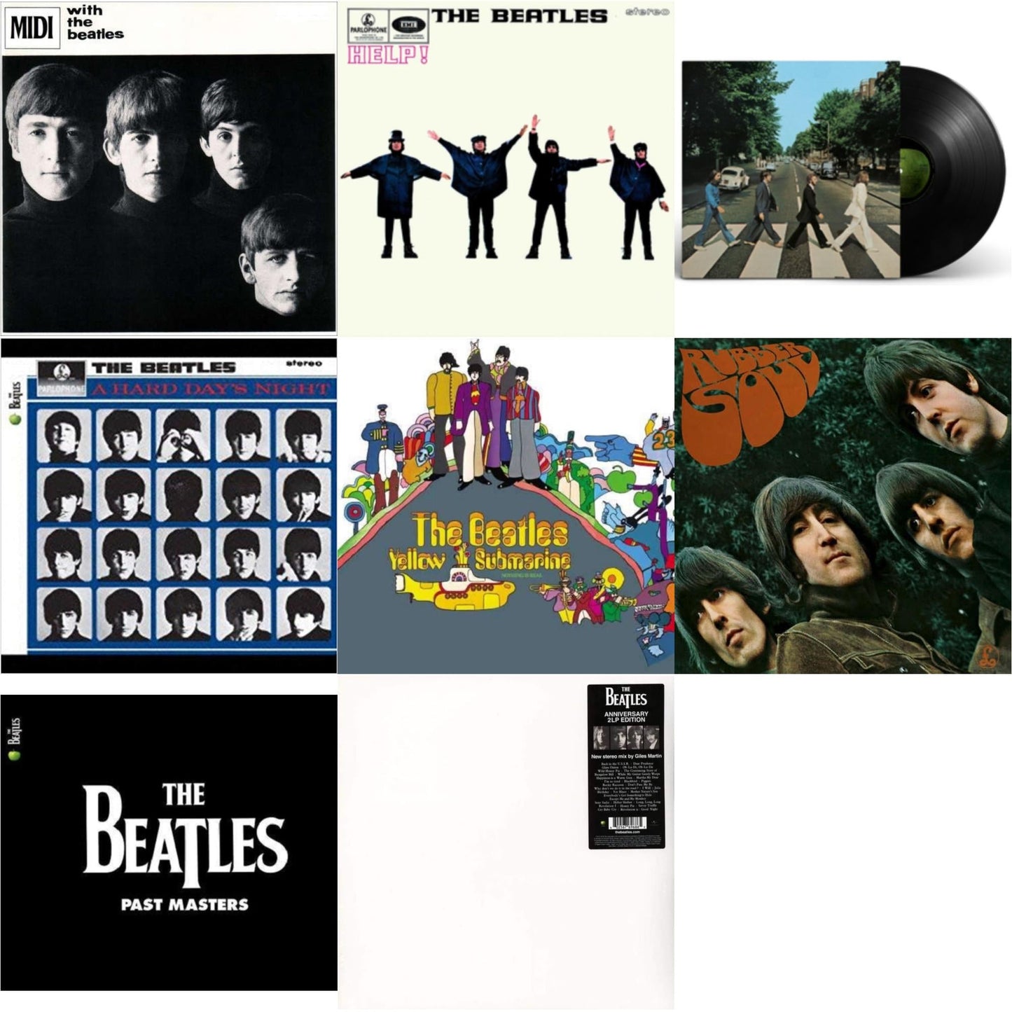 Beatles - Hard Day's Night & Help & Rubber Soul & With The Beatles & Yellow Submarine & Past Masters 1 & 2 & Beatles (The White Album) (2 LP) & Abbey Road Anniversary