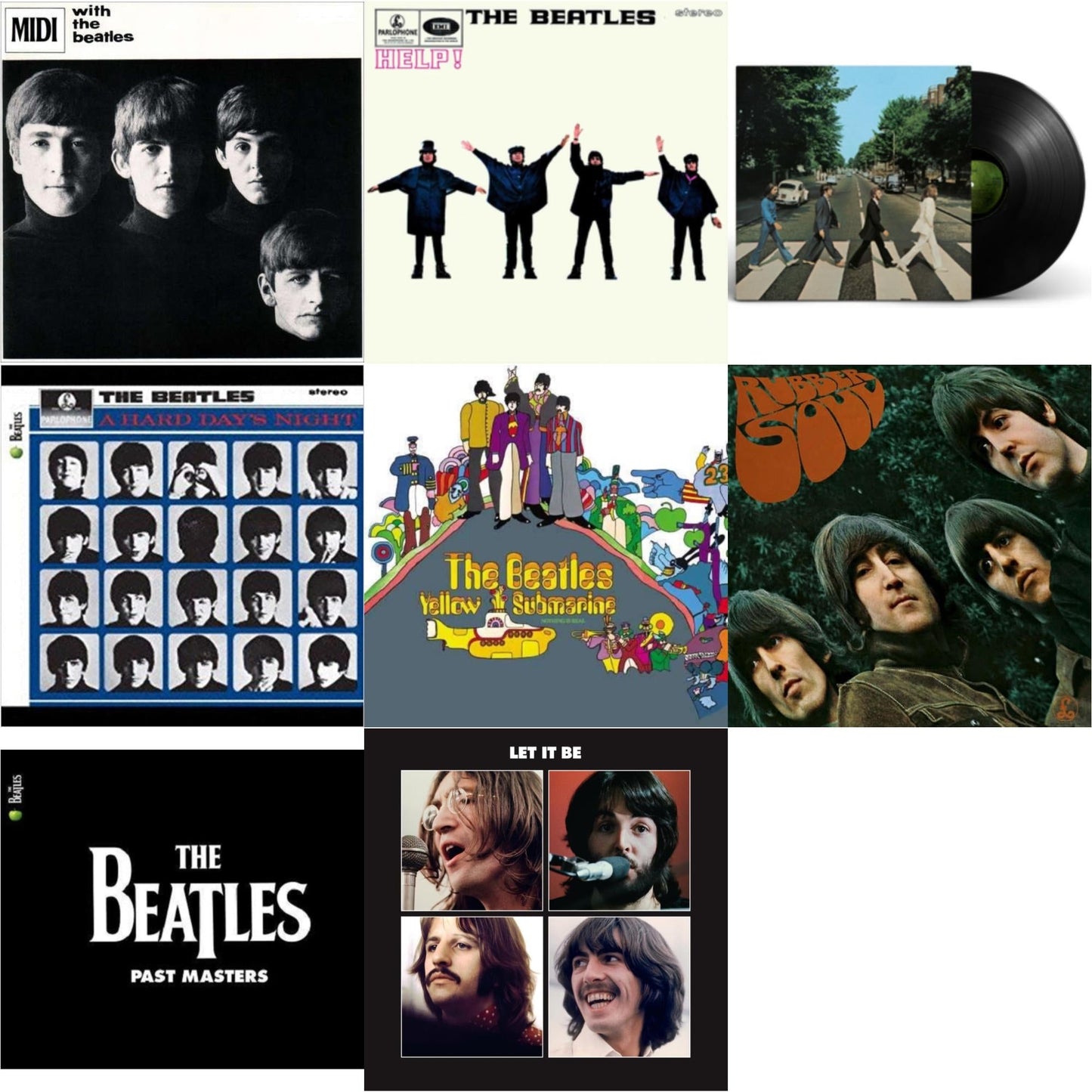Beatles - Hard Day's Night & Help & Rubber Soul & With The Beatles & Yellow Submarine & Past Masters 1 & 2 & Let It Be Special Edition & Abbey Road Anniversary - LP Vinyl Bundle