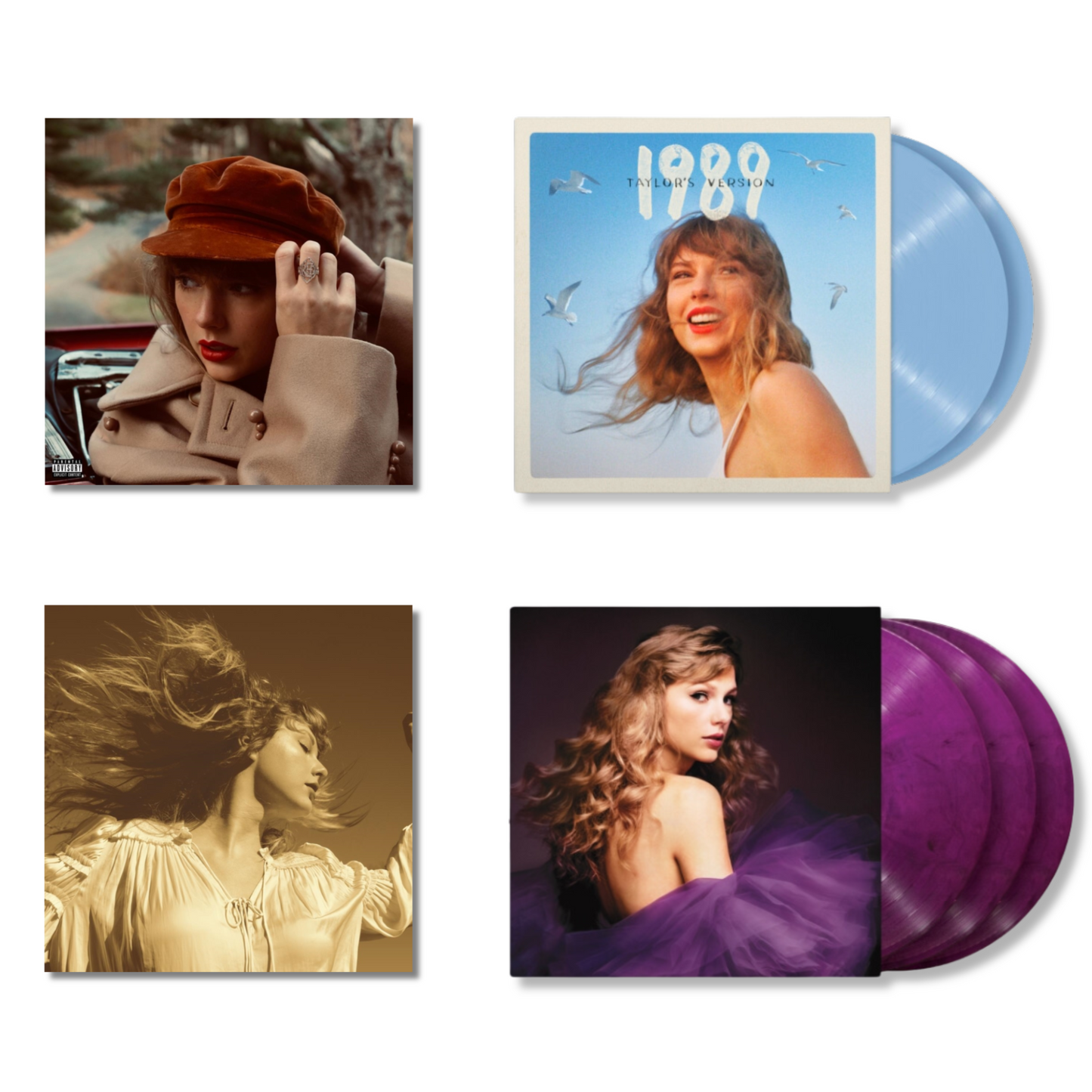 Taylor Swift - Fearless (Taylor's Version) (Gold Vinyl/3LP Vinyl) & Red (Taylor's Version) (4LP Vinyl) & 1989 (Taylor's Version) (2LP Vinyl/Crystal Skies Blue Vinyl) & Speak Now (Taylor's Version) (Orchid Marbled Vinyl/3LP Vinyl) - Bundle Vinyl Record
