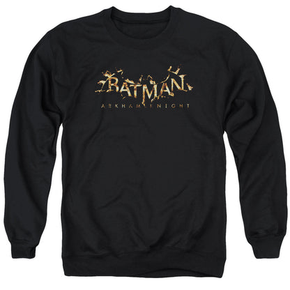 Batman Arkham Knight Ak Flame Logo Mens Crewneck Sweatshirt Black Officially Licensed