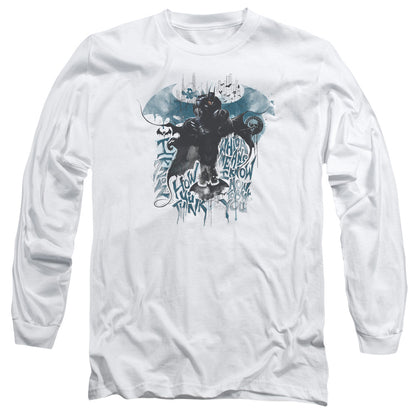 Batman Arkham Knight I Know Mens Long Sleeve Shirt White Officially Licensed
