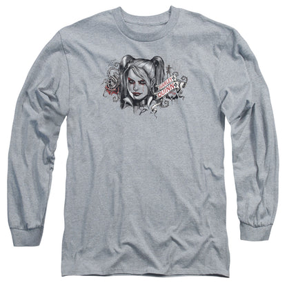 Batman Arkham Knight Hq Sketch Mens Long Sleeve Shirt Athletic Heather Officially Licensed