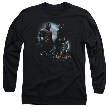 Batman Arkham Knight Face Off Mens Long Sleeve Shirt Black Officially Licensed