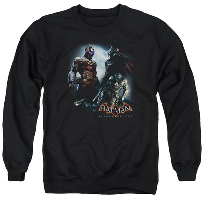 Batman Arkham Knight Face Off Mens Crewneck Sweatshirt Black Officially Licensed