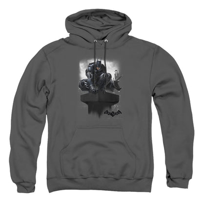 Batman Arkham Knight Perched Mens Hoodie Charcoal Officially Licensed