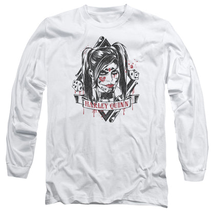 Batman Arkham Knight Sugar Quinn Mens Long Sleeve Shirt White Officially Licensed