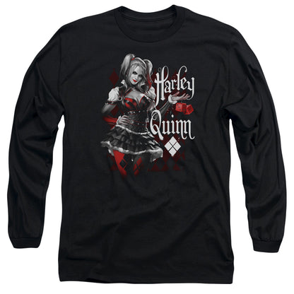 Batman Arkham Knight Dice Mens Long Sleeve Shirt Black Officially Licensed