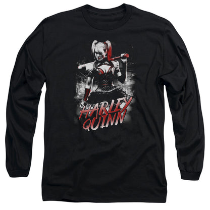 Batman Arkham Knight Quinn City Mens Long Sleeve Shirt Black Officially Licensed