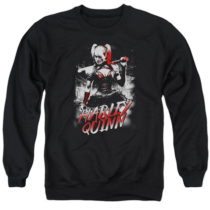 Batman Arkham Knight Quinn City Mens Crewneck Sweatshirt Black Officially Licensed