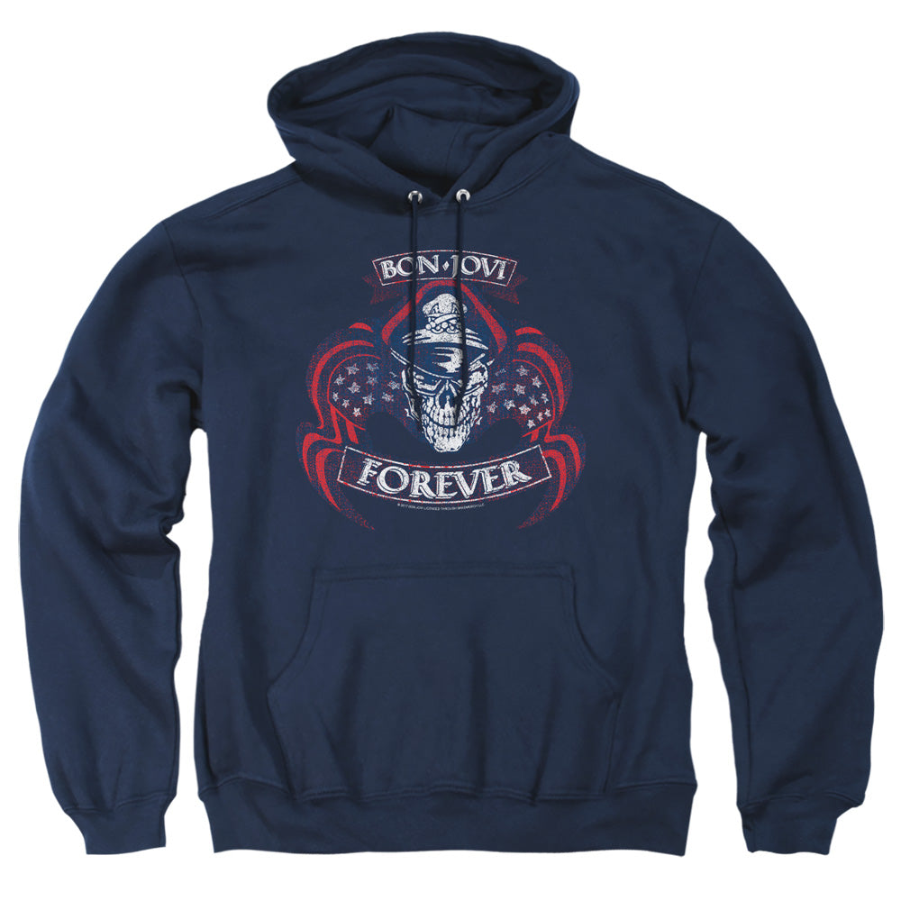 Bon Jovi Forever Skull Mens Hoodie Navy Officially Licensed