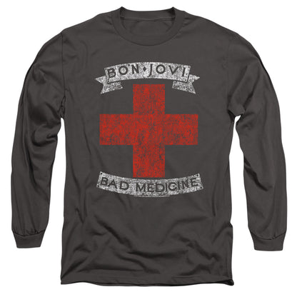 Bon Jovi Bad Medicine Mens Long Sleeve Shirt Charcoal