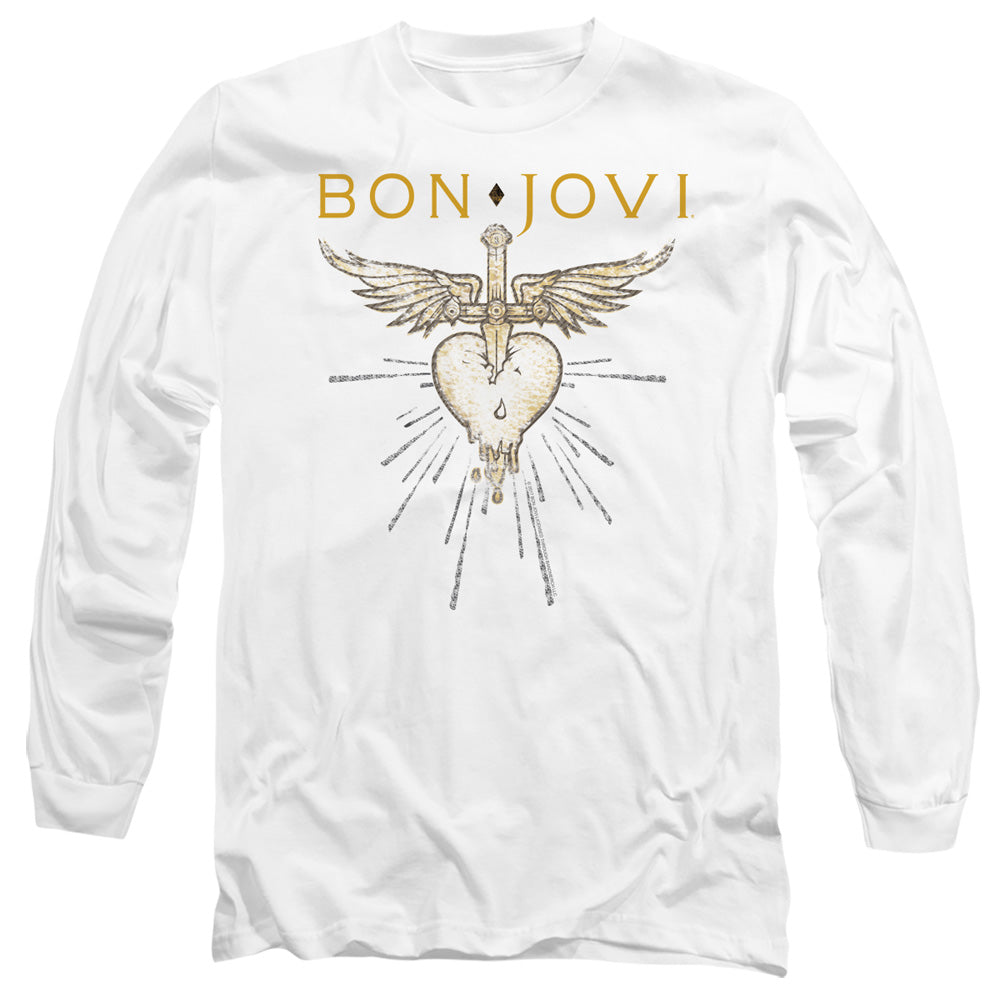 Bon Jovi Greatest Hits Mens Long Sleeve Shirt White Officially Licensed