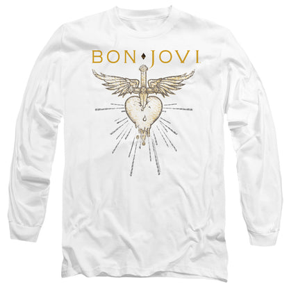 Bon Jovi Greatest Hits Mens Long Sleeve Shirt White Officially Licensed