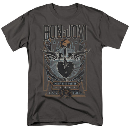 Bon Jovi Keep The Faith Mens T Shirt Charcoal