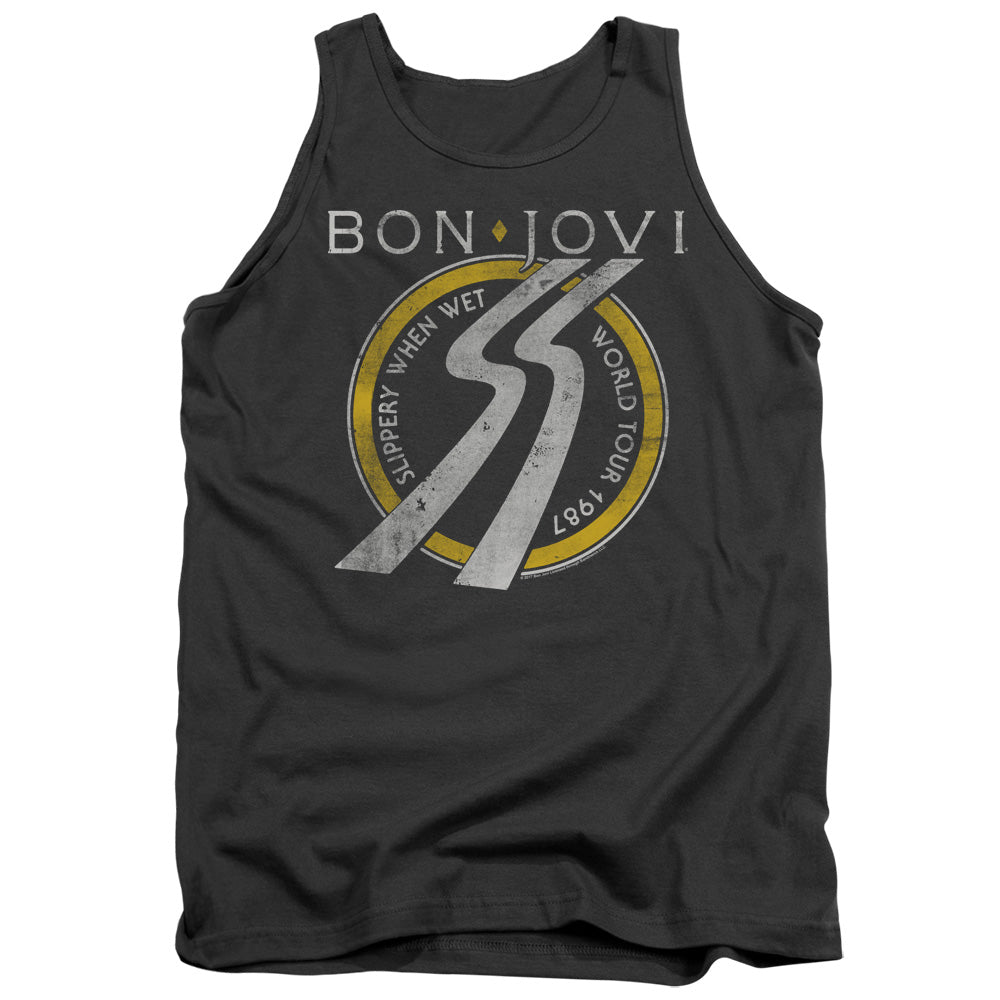 Bon Jovi Slippery When Wet World Tour Mens Tank Top Shirt Charcoal