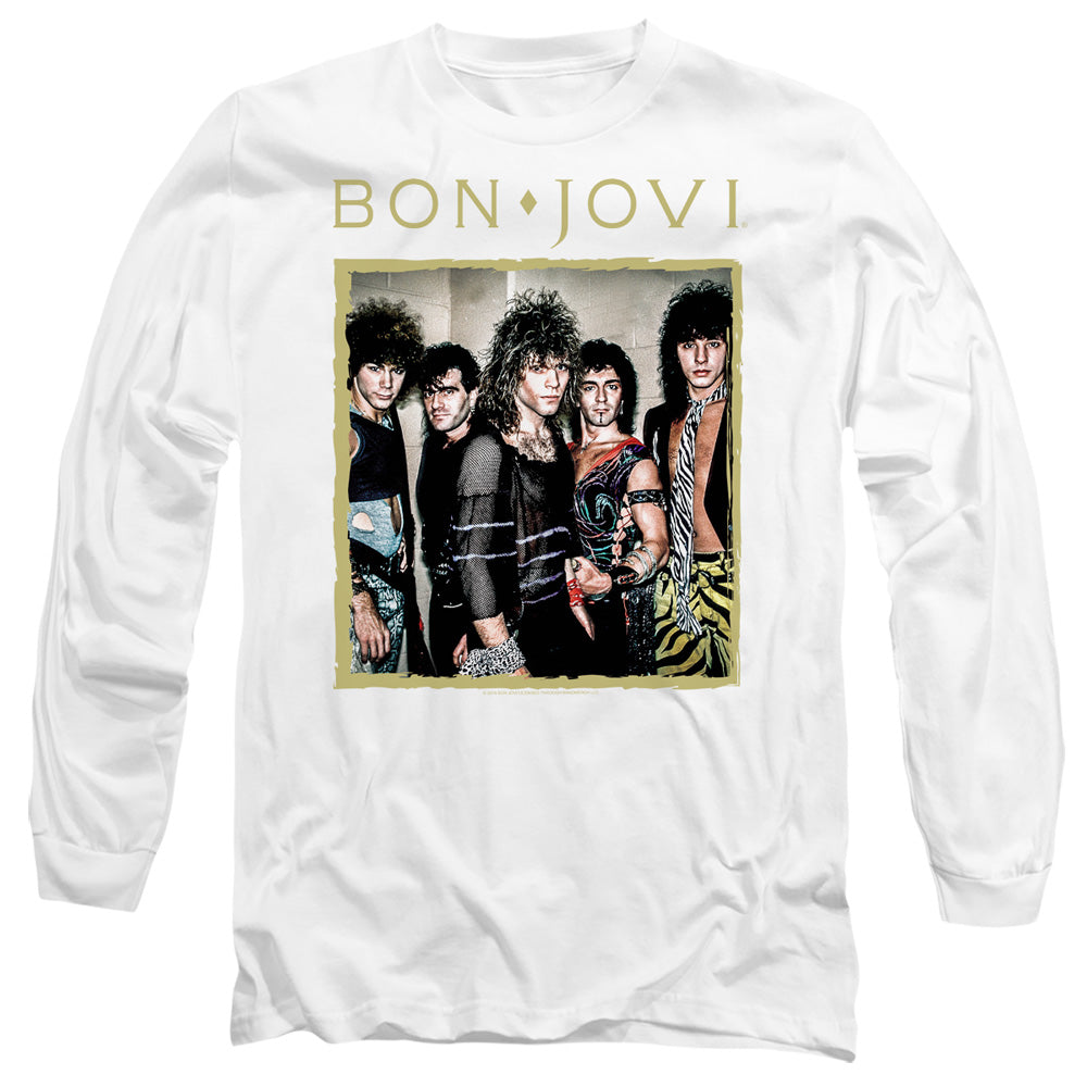 Bon Jovi Framed Mens Long Sleeve Shirt White