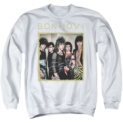 Bon Jovi Framed Mens Crewneck Sweatshirt White Officially Licensed