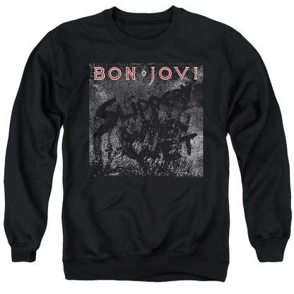 Bon Jovi Slippery Cover Mens Crewneck Sweatshirt Black Officially Licensed