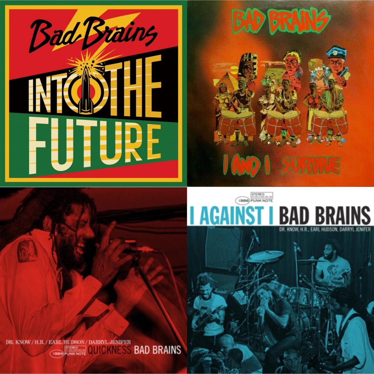 Bad Brains - Into The Future (Green, Yellow, Red Splatter LP Vinyl) & I & I Survive & Quickness (Punk Note) & I Against I - Punk Note