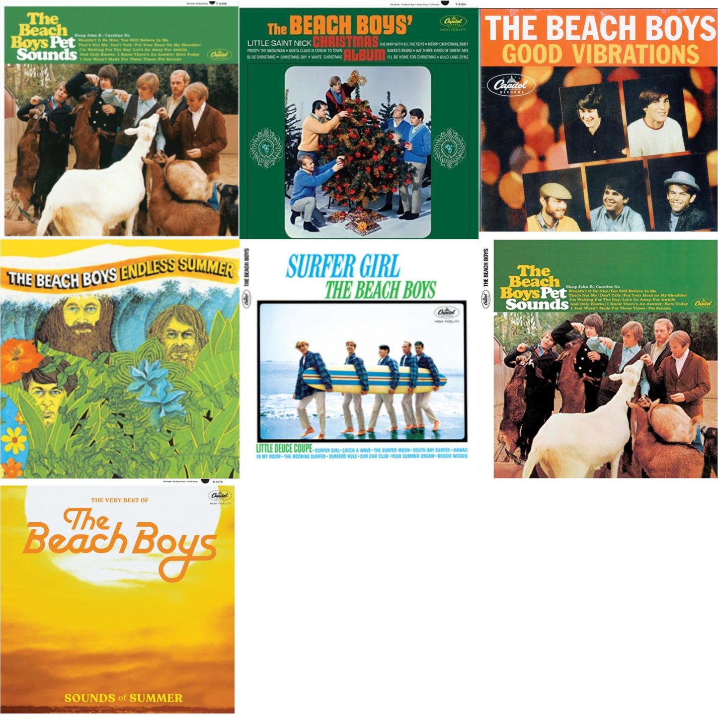 Beach Boys - Endless Summer & Sounds Of Summer: The Very Best Of The Beach Boys (Remastered/2LP) & Beach Boys' Christmas Album (Mono) & Pet Sounds (Mono) & Pet Sounds (Stereo) & Surfer Girl (75Th Anniversary) & Good Vibrations (Orange/Yellow