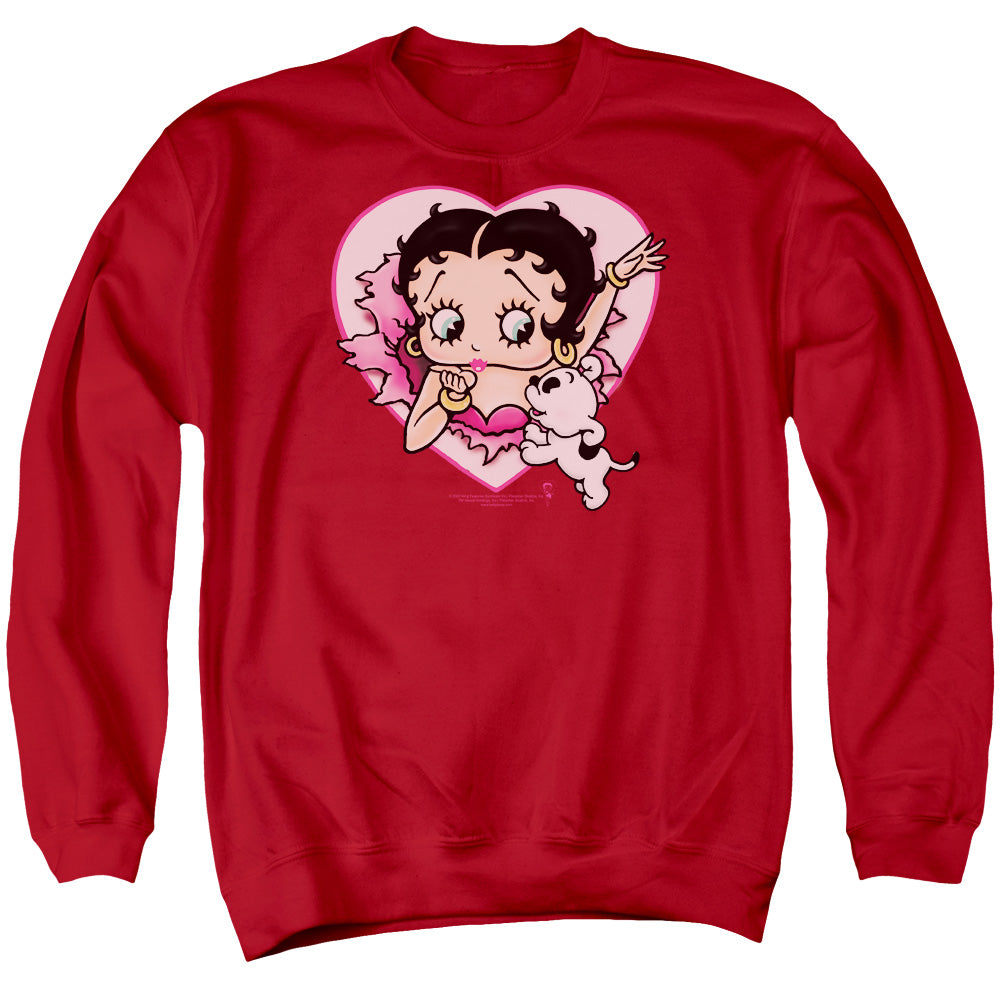 Betty Boop I Love Betty Mens Crewneck Sweatshirt Red Officially Licensed