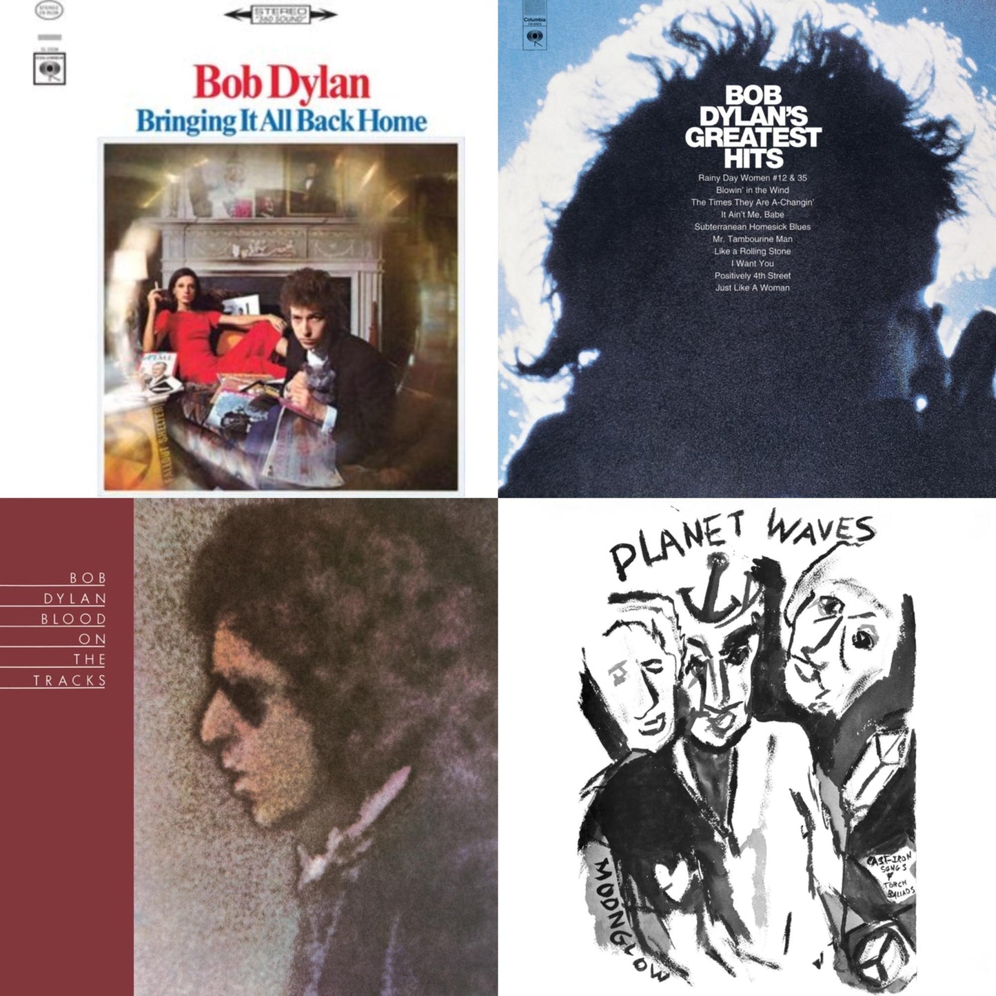 Bob Dylan - Planet Waves (150G LP Vinyl/Dl) & Blood On The Tracks (150G/Dl Insert) & Bringing It All Back Home & Greatest Hits (150G/Dl Card)