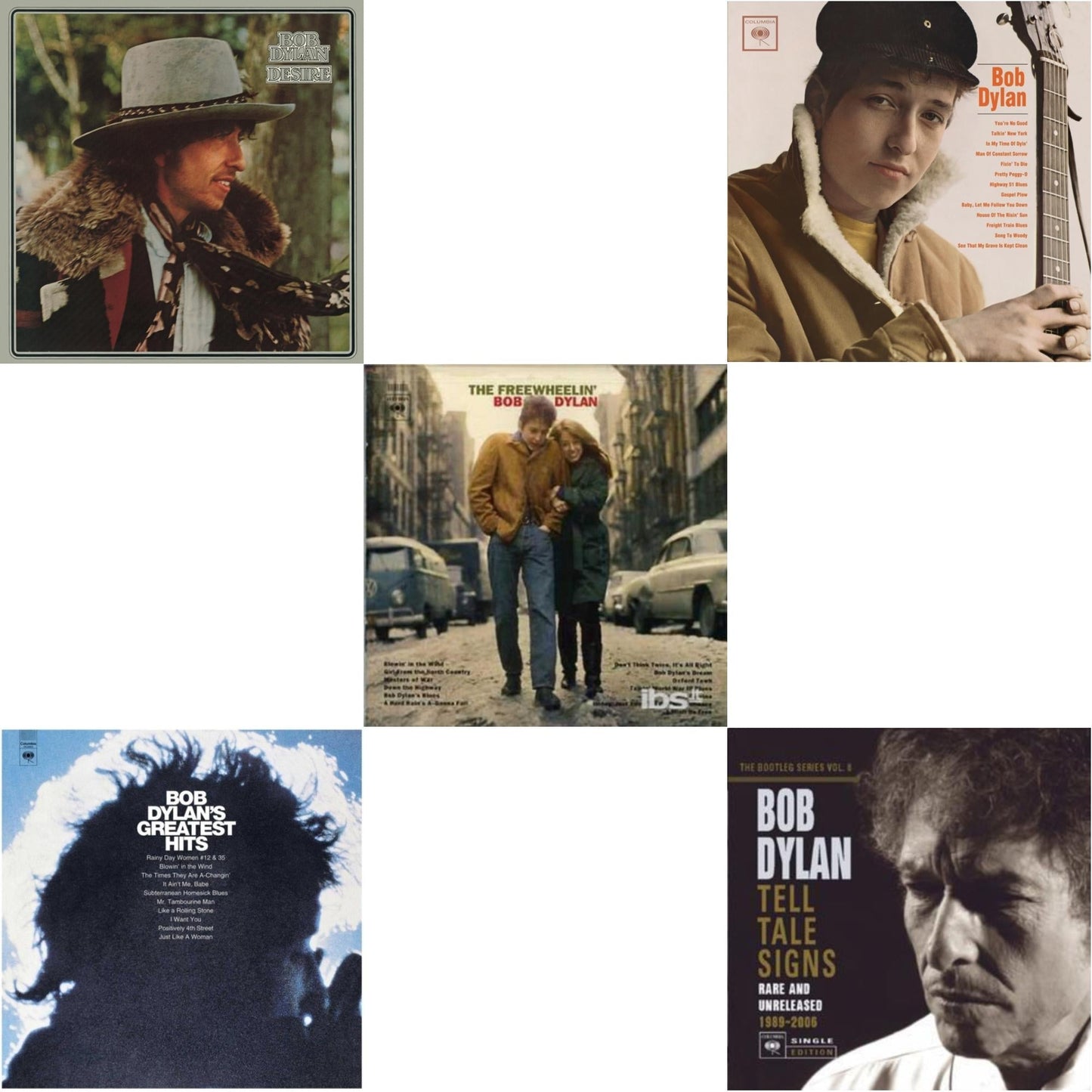 Bob Dylan - Greatest Hits Vol.1 & Desire & Freewheelin Bob Dylan & Bob Dylan & Tell Tale Signs: Bootleg Series Vol.8 - CD Bundle