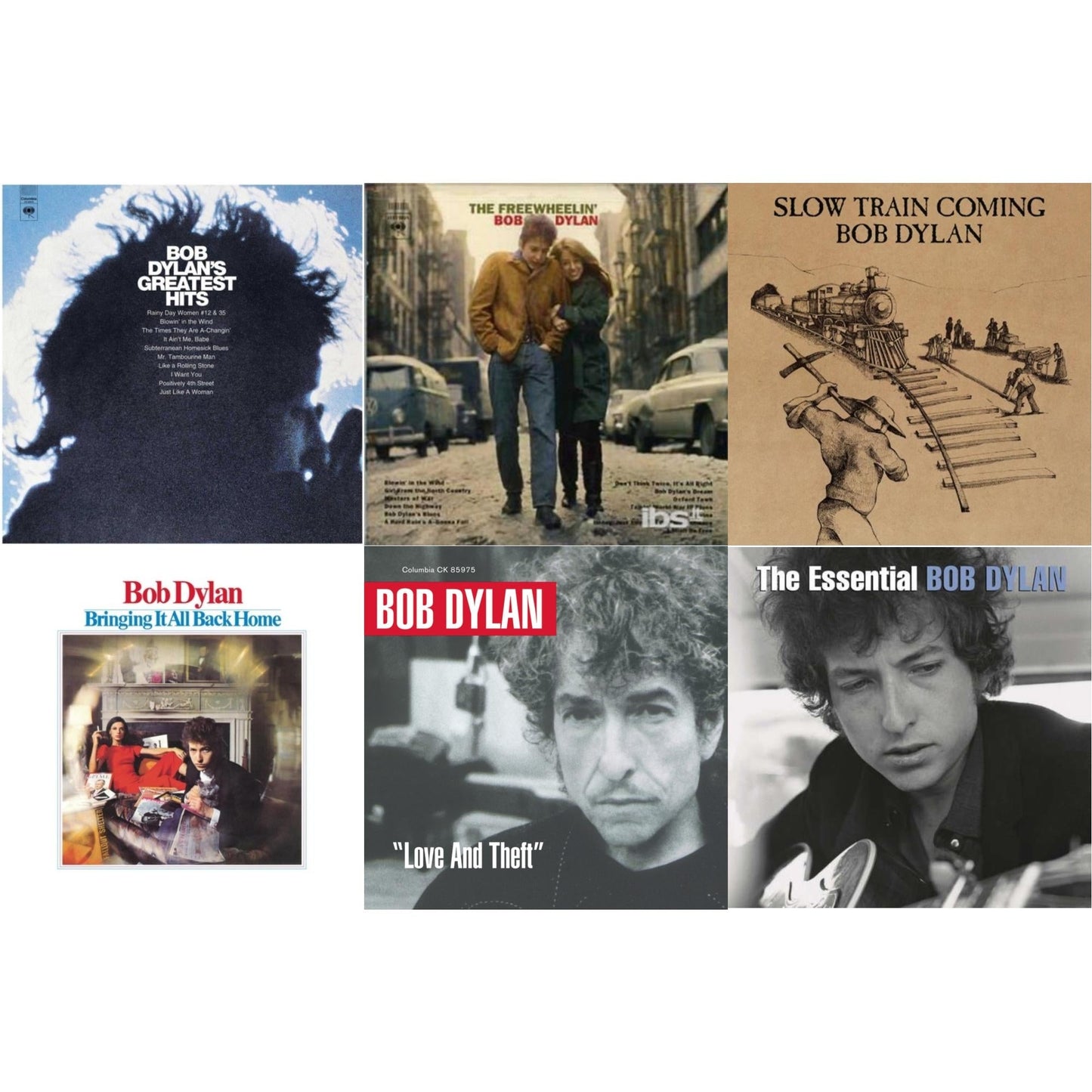 Bob Dylan - Greatest Hits Vol.1 & Freewheelin Bob Dylan & Slow Train Coming & Bringing It All Back Home & Love & Theft & Essential Bob Dylan - CD Bundle