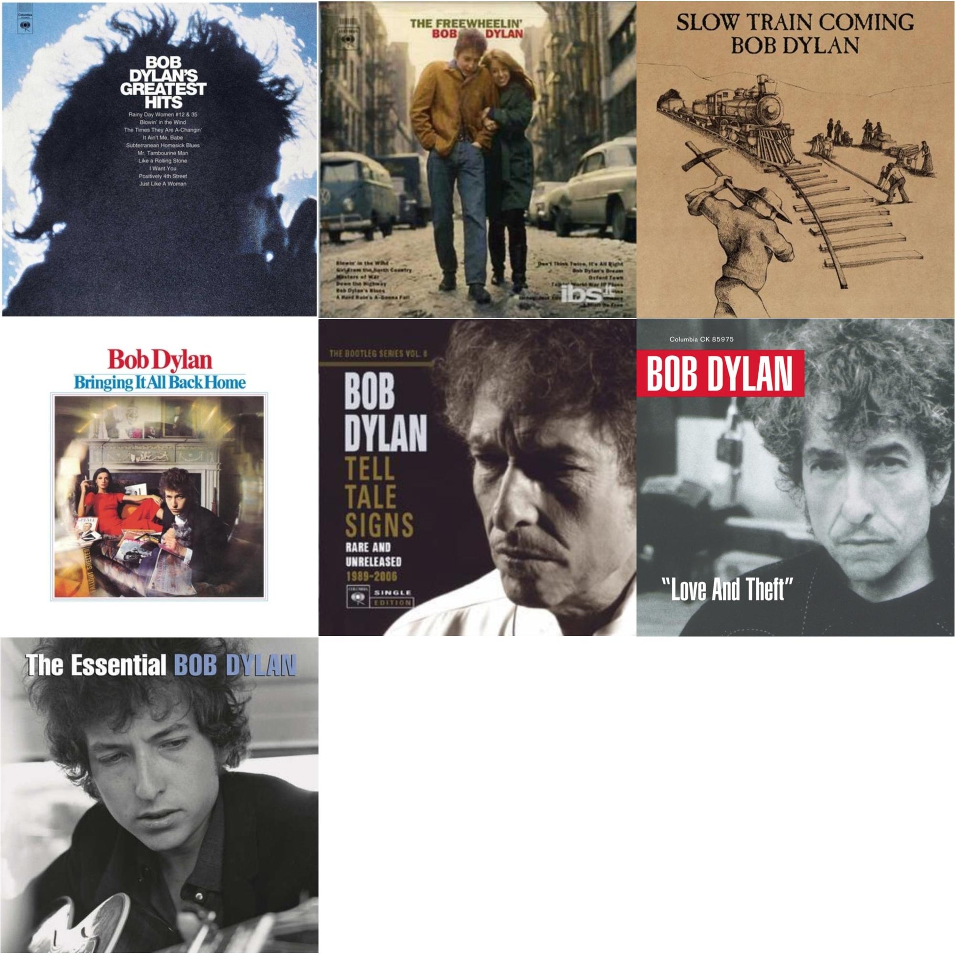 Bob Dylan - Greatest Hits Vol.1 & Freewheelin Bob Dylan & Slow Train Coming & Bringing It All Back Home & Tell Tale Signs: Bootleg Series Vol.8 & Love & Theft & Essential Bob Dylan - CD Bundle