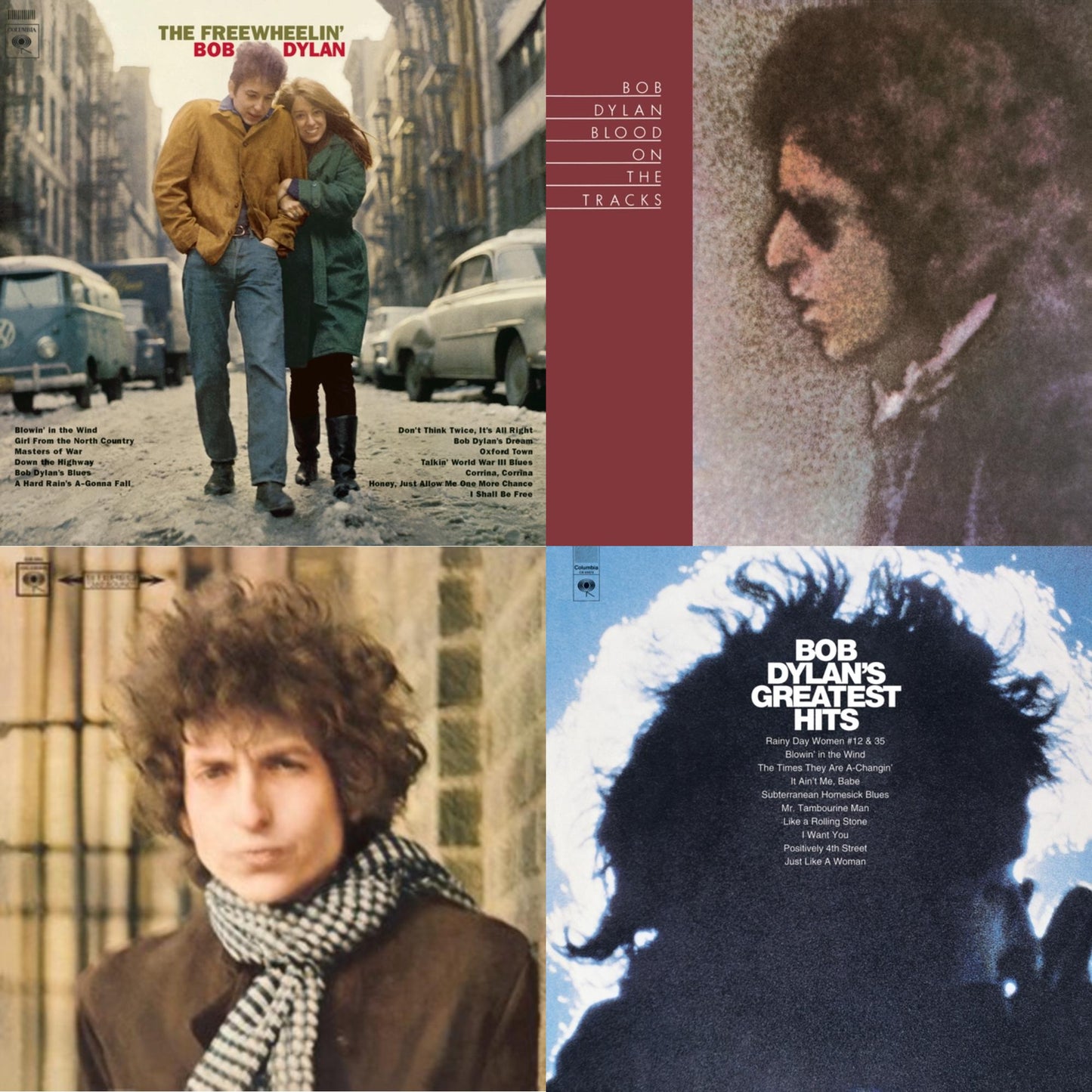 Bob Dylan - Blood On The Tracks (150G/Dl Insert) & Blonde On Blonde & Freewheelin Bob Dylan (140G/Dl Code) & Greatest Hits (150G/Dl Card) - LP Vinyl Bundle
