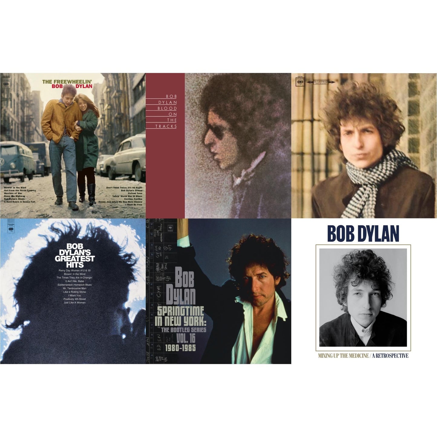 Bob Dylan - Blood On The Tracks (150G/Dl Insert) & Springtime In New York: The Bootleg Series Vol. 16 (1980-1985) (2LP) & Blonde On Blonde & Mixing Up The Medicine & Freewheelin Bob Dylan (140G/Dl Code) & Greatest Hits (150G/Dl Card)