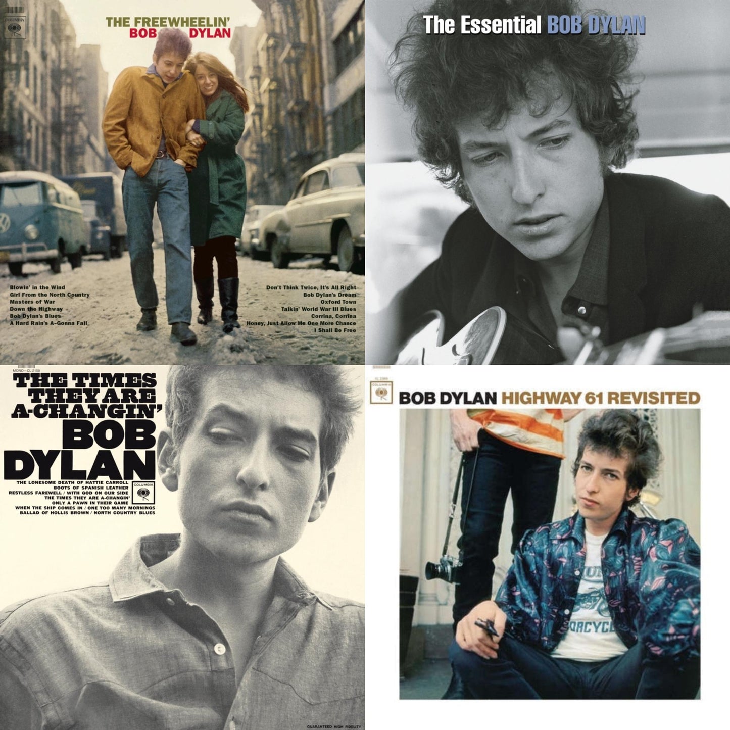 Bob Dylan - Times They Are A-Changin (Mono) & Highway 61 Revisited & Essential Bob Dylan & Freewheelin Bob Dylan (140G/Dl Code) - LP Vinyl Bundle