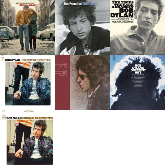 Bob Dylan - Blood On The Tracks (150G/Dl Insert) & Highway 61 Revisited & Times They Are A-Changin (Mono) & Highway 61 Revisited & Essential Bob Dylan & Freewheelin Bob Dylan (140G/Dl Code) & Greatest Hits (150G/Dl Card) - LP Vinyl Bundle