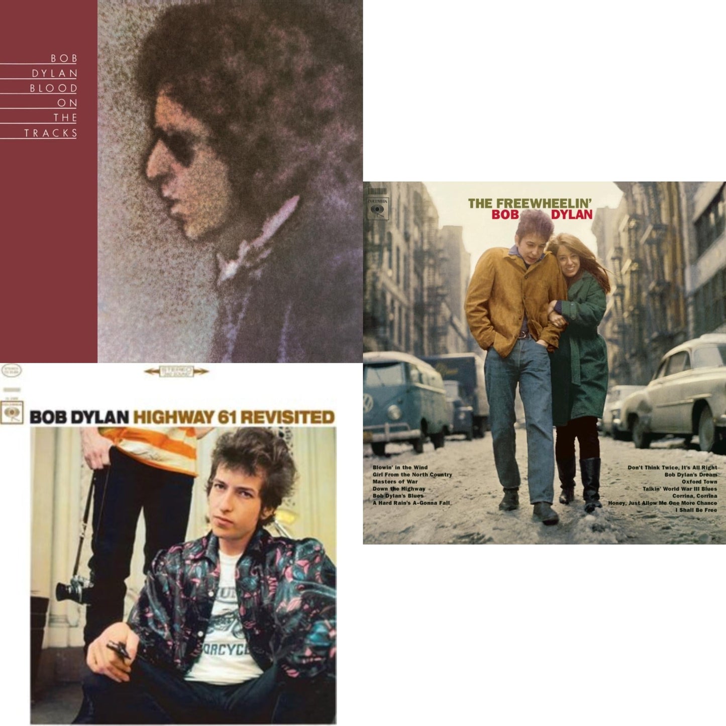 Bob Dylan - Blood On The Tracks (150G/Dl Insert) & Highway 61 Revisited & Freewheelin Bob Dylan (140G/Dl Code) - LP Vinyl Bundle