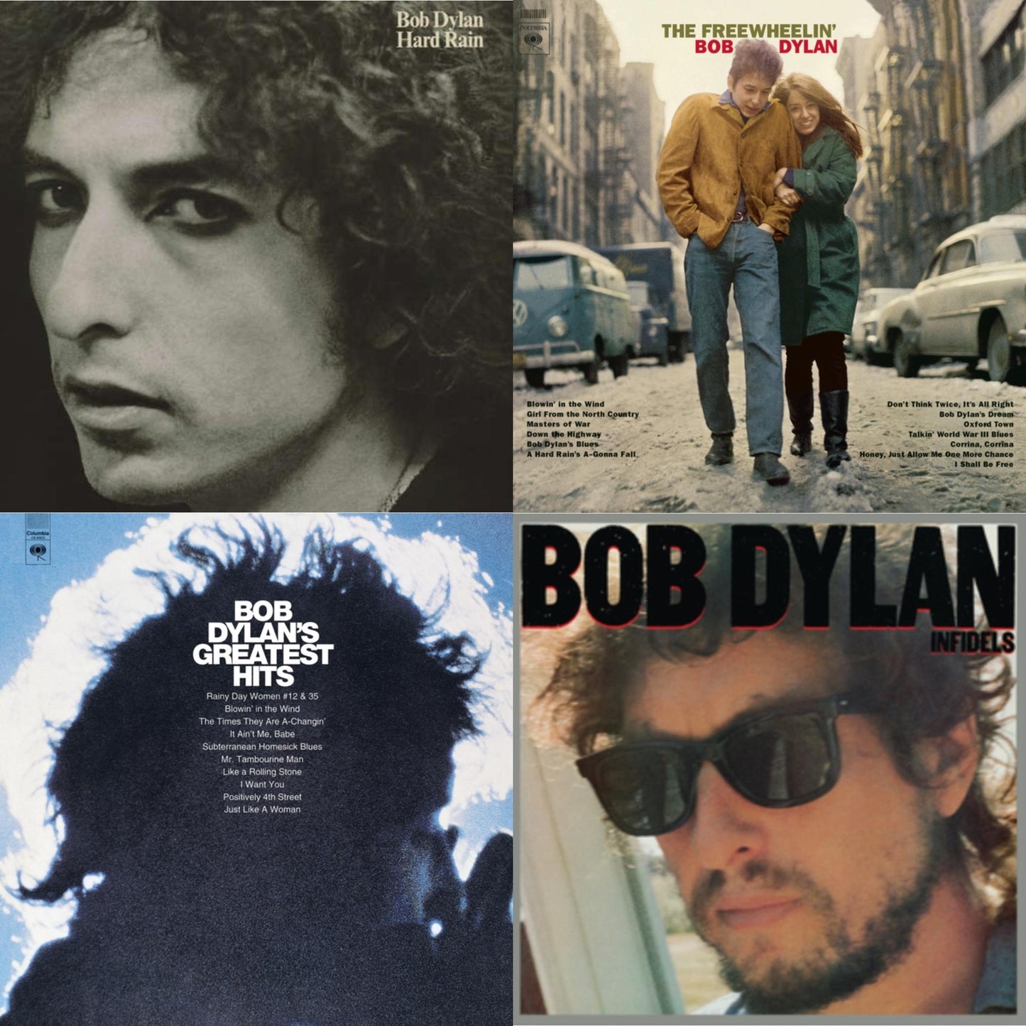 Bob Dylan - Infidels (150G/Dl Insert) & Hard Rain (150G/Dl Card) & Freewheelin Bob Dylan (140G/Dl Code) & Greatest Hits (150G/Dl Card) - LP Vinyl Bundle