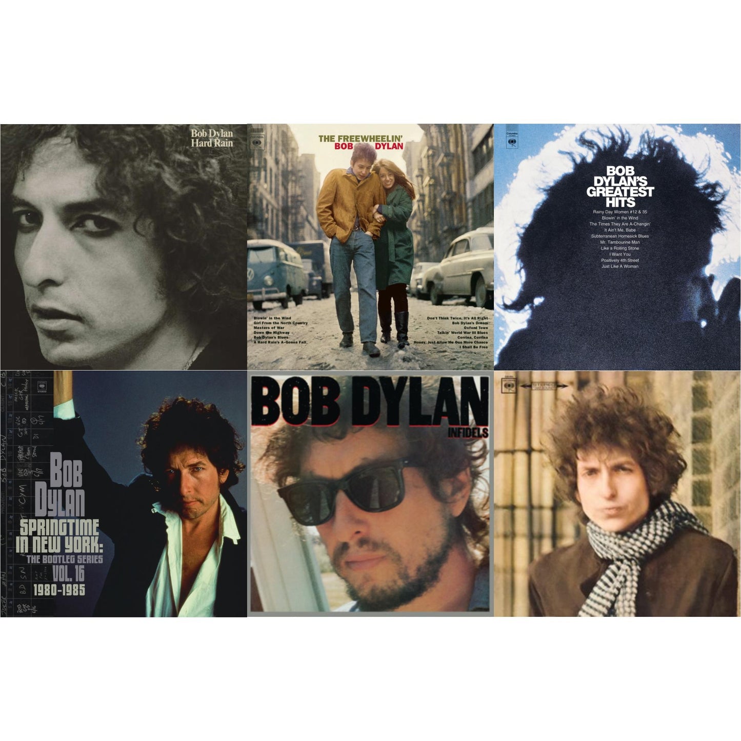 Bob Dylan - Infidels (150G/Dl Insert) & Springtime In New York: The Bootleg Series Vol. 16 (1980-1985) (2LP) & Blonde On Blonde & Hard Rain (150G/Dl Card) & Freewheelin Bob Dylan (140G/Dl Code) & Greatest Hits (150G/Dl Card)