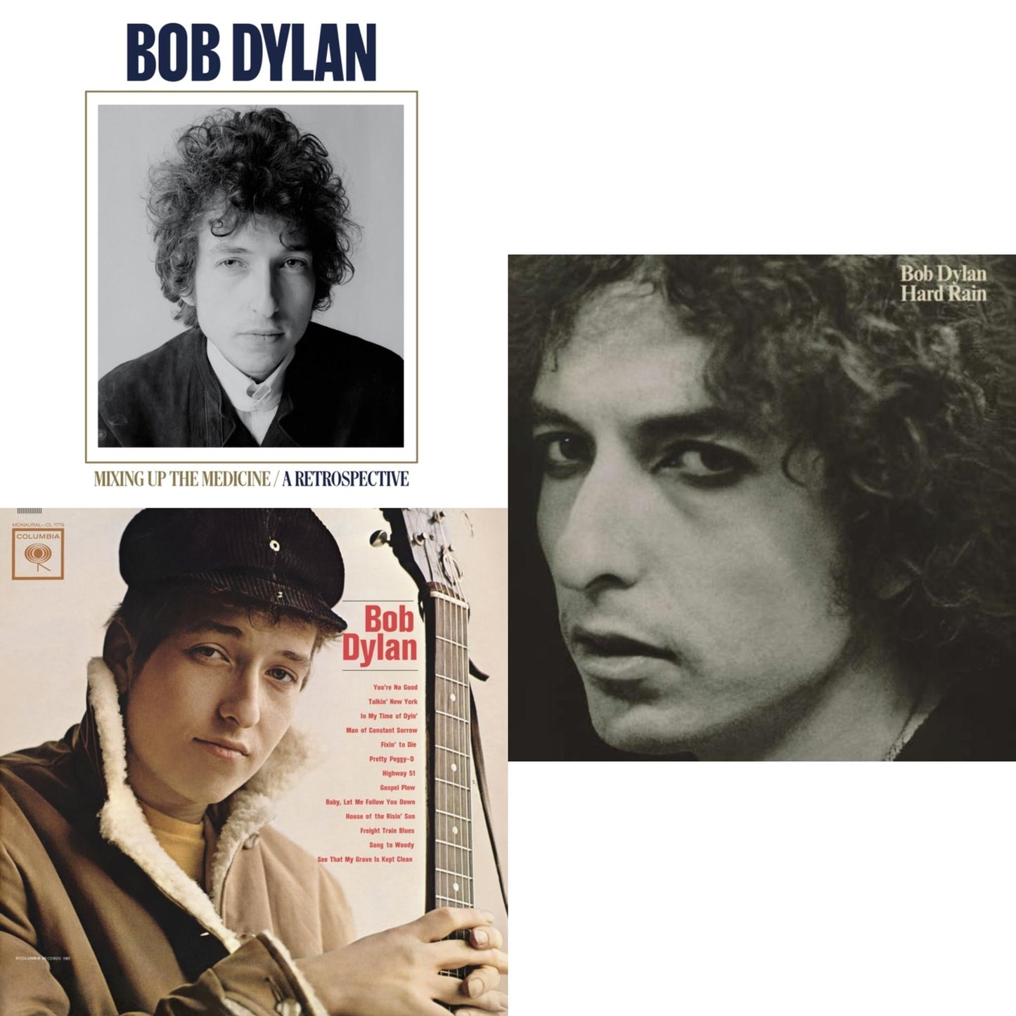Bob Dylan - Mixing Up The Medicine & Bob Dylan (Mono) & Hard Rain (150G/Dl Card) - LP Vinyl Bundle