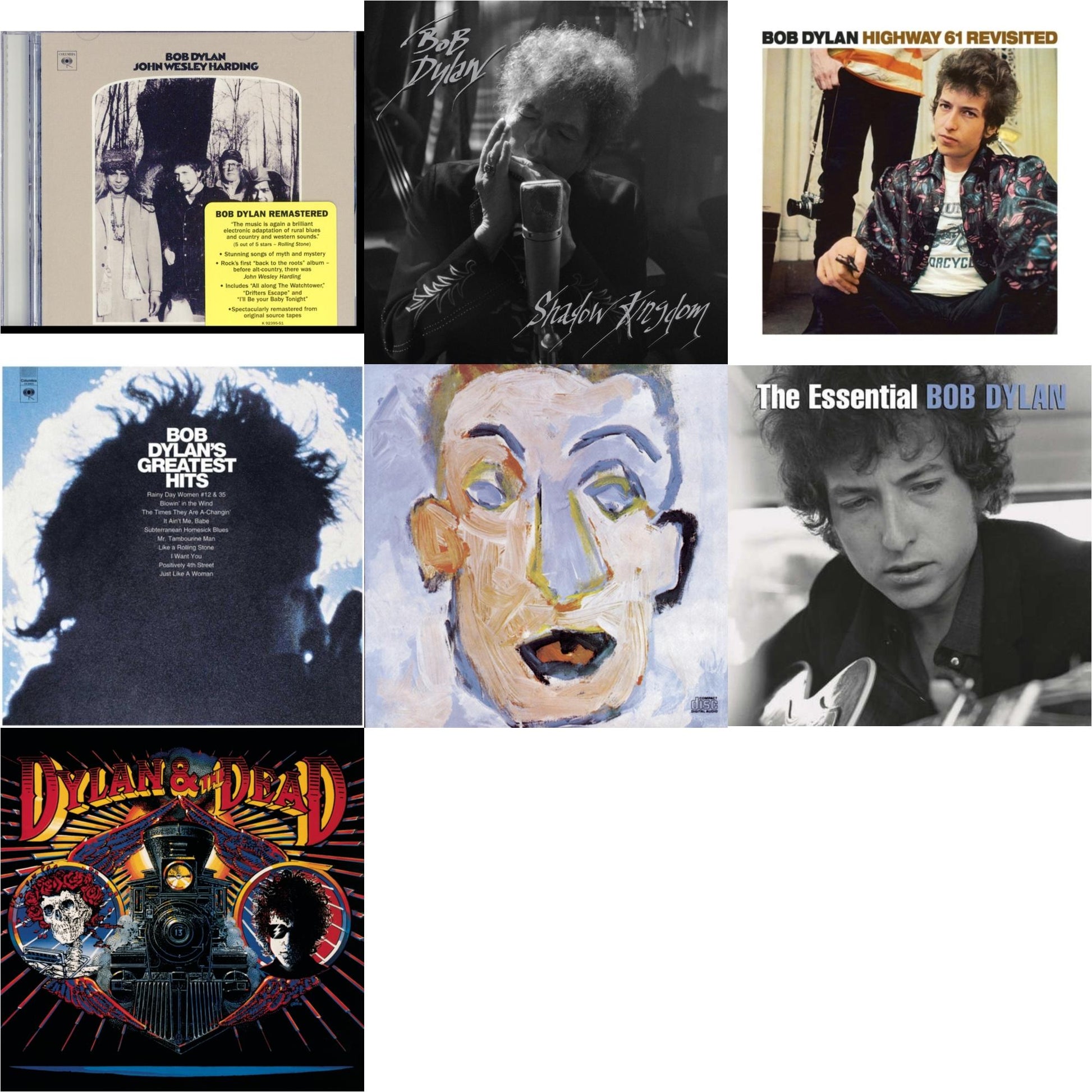 Bob Dylan - Greatest Hits Vol.1 & Shadow Kingdom & John Wesley Harding & Highway 61 Revisited & Self Portrait & Dylan & The Dead & Essential Bob Dylan - CD Bundle