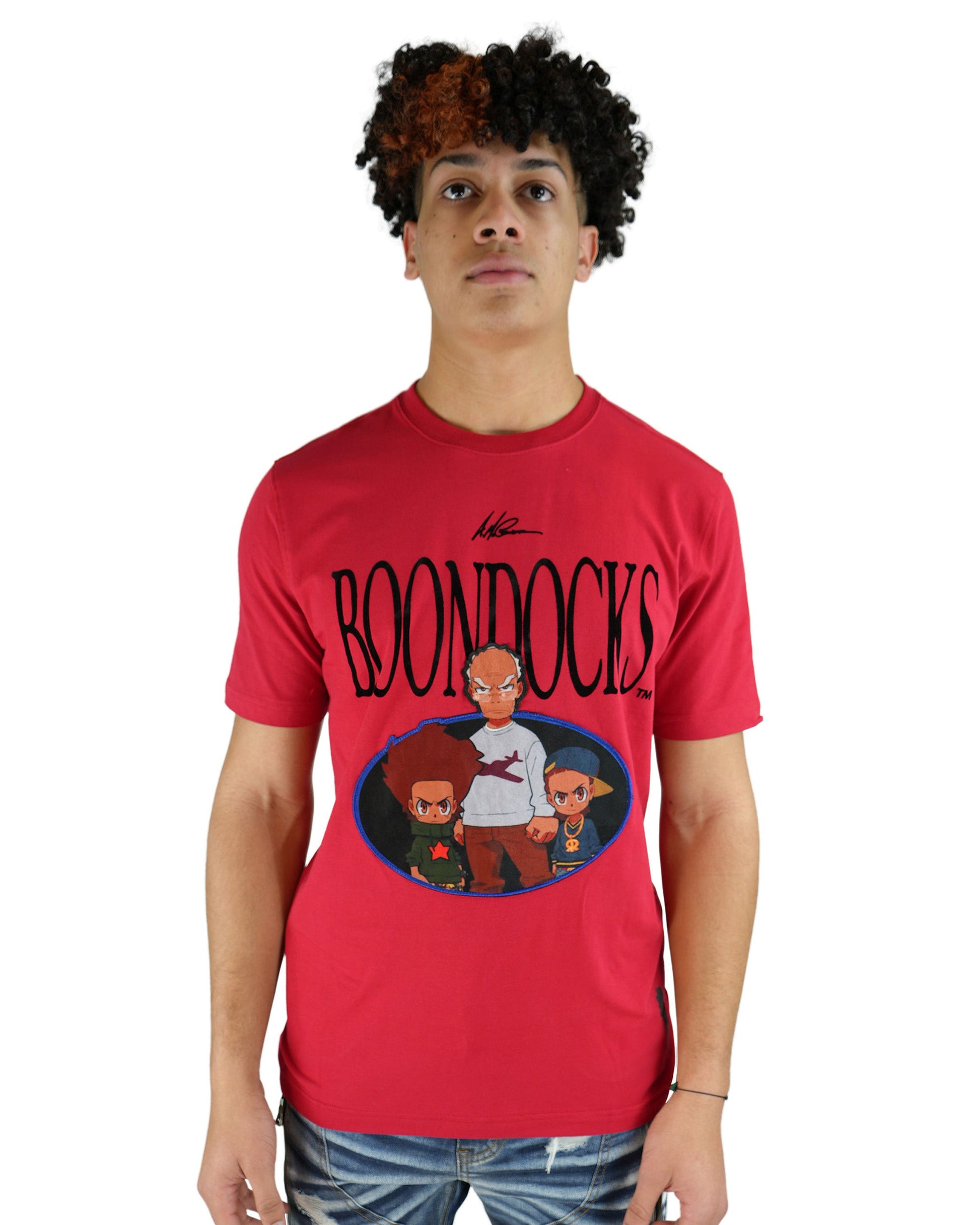 The Boondocks - Family Portrait Red Mens T Shirt - Small, image size:1946x2433
