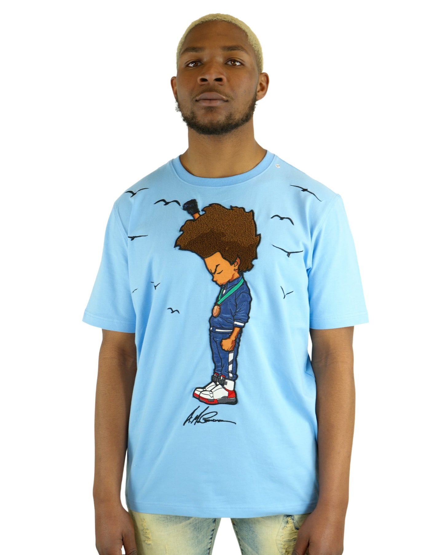 The Boondocks - Huey Fist NC Blue Mens T Shirt