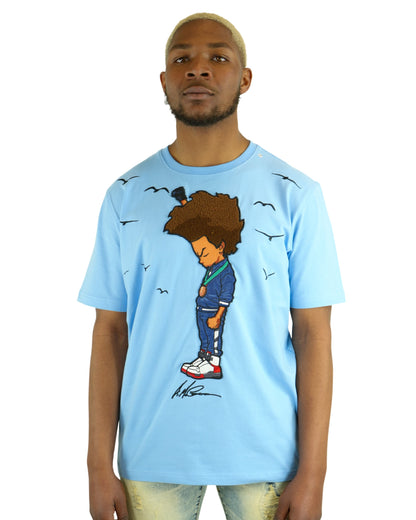 The Boondocks - Huey Fist NC Blue Mens T Shirt